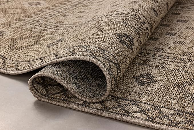 Loloi Chris Loves Julia Providence Collection PRC-07 Dove/Charcoal 7'-6" x 7'-6", .12" Pile Height, Indoor/Outdoor Round Area Rug
