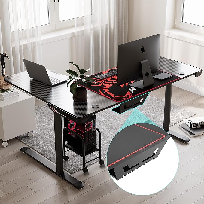 EUREKA ERGONOMIC L Shaped Gaming Desk, 60 Inch L60 Home Office Corner PC Computer Gamer Table Large Writing Workstation Gifts w Mouse Pad Cable Management, Space Saving, Easy to Assemble, Right Black