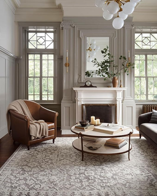 Loloi Magnolia Home by Joanna Gaines Gigi Collection GIG-01 Grey/Ivory 4'-0" x 6'-0" Accent Rug