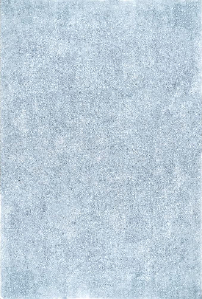 nuLOOM 6' Square Cozy Plush Area Rug, Machine Washable, Non-Slip, Soft Fluffy Shag Carpet for Living Room Bedroom Kids Room Nursery Home Decor, Loni Light Blue
