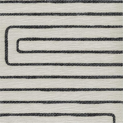 RUGGABLE x Jonathan Adler Machine Washable Area Rug – Labyrinth Black/Ivory 6 ft Round, Stain-Resistant, Non-Slip – Medium Rugs for Living Room, Bedroom, Hallway, Entryway & Office–with Cushioned Pad