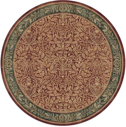 RUGGABLE x Morris & Co Machine Washable Christmas Area Rug – Acorn Amber Red 8 ft Round, Stain-Resistant, Non-Slip – Large Rugs for Living Room, Bedroom, Hallway, Entryway & Office–with Cushioned Pad