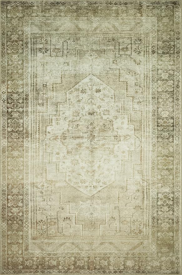 Loloi Magnolia Home by Joanna Gaines Banks Collection BAN-06 Natural/Granite 2'-6" x 7'-6", .13" Pile Height, Machine Washable, Runner Rug