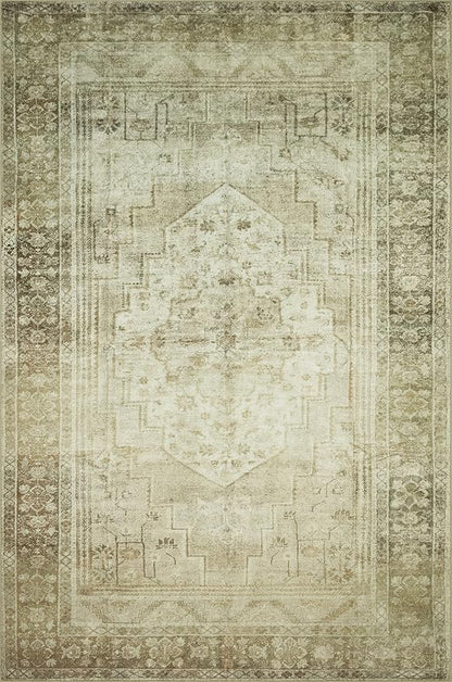 Loloi Magnolia Home by Joanna Gaines Banks Collection BAN-06 Natural/Granite 2'-3" x 3'-9" .13" Pile Height, Machine Washable, Accent Rug