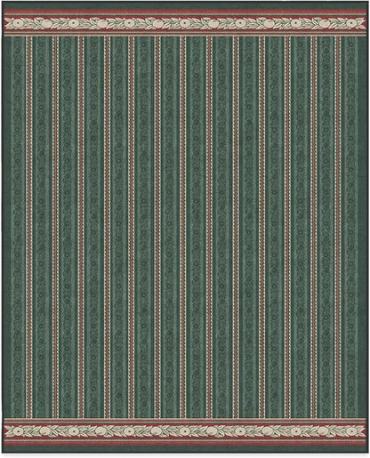 RUGGABLE x Morris & Co Machine Washable Christmas Area Rug– Fruit Stripe Spruce Green 8x10, Stain-Resistant, Non-Slip–Large Rugs for Living Room, Bedroom, Hallway, Entryway & Office–with Standard Pad