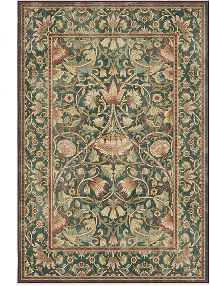 RUGGABLE x Morris & Co Machine Washable Area Rug – Lodden Soft Evergreen & Gold 6x9, Stain-Resistant, Non-Slip – Medium Rugs for Living Room, Bedroom, Hallway, Entryway & Office–with Cushioned Pad