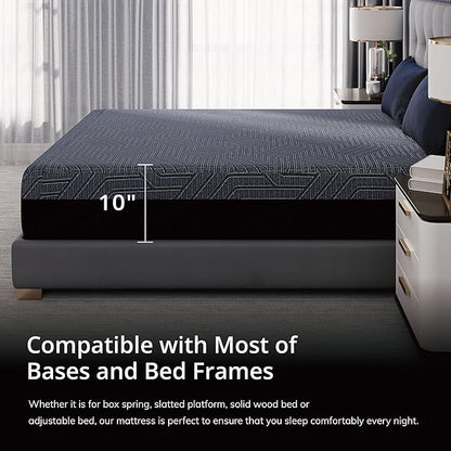 EGOHOME 10 Inch Twin Memory Foam Mattress for Back Pain, Cooling Copper Gel Bed in a Box, Foam Made in USA, CertiPUR-US Certified, Therapeutic Medium Firm, Daybed 38x75x10 Black