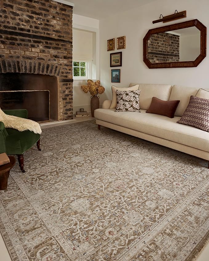 Loloi Chris Loves Julia Ida Collection IDA-03 Bark/Multi 9'-3" x 13'-1", .19" Pile Height, Area Rug