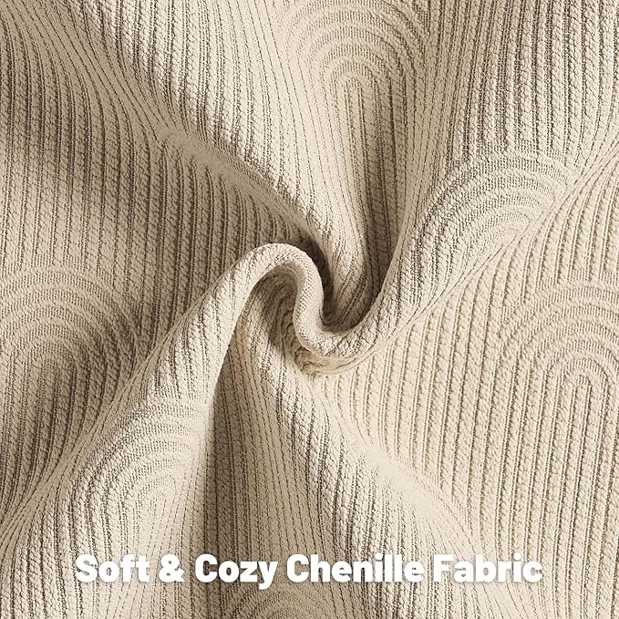 FUTEI Oatmeal Chenille Decorative Throw Pillow Covers 22x22 Inch Set of 2,Soft Cozy Striped Geometric Patterns Cushion Case,Modern Home Decor for Couch Bed Living Room