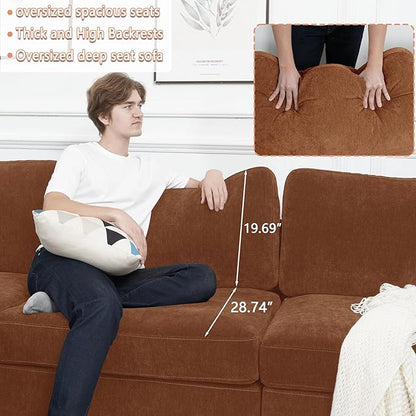 EASE MOOSE Oversized L Shape Sectional Couch,Extra Large Deep seat Brown Sectional Modular Sofa for Living Room