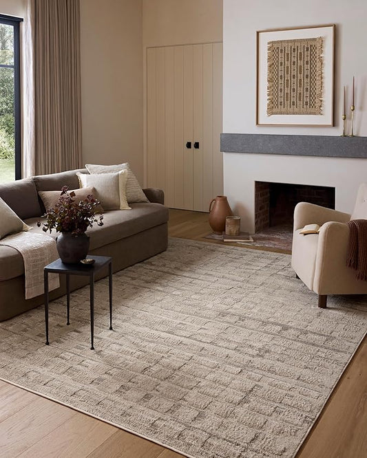 Loloi Amber Lewis Monty Collection MOT-06 Pebble/Beige 5'-3" x 7'-6", .50" Pile Height, Accent Rug