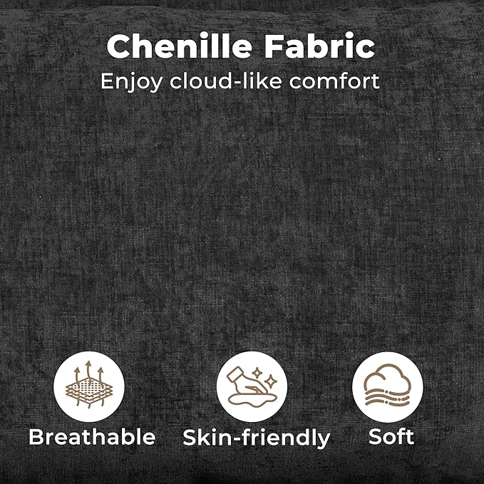 Modular Sectional Sofa, 107.5" L-Shaped Boneless Couch with Deep Seat, Modern Minimalist Upholstered Cloud Sectional Couch for Living Room Bedroom, No Assembly Required, Black Chenille