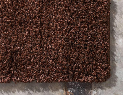 Unique Loom Solid Shag Collection Area Rug (8' x 11' Rectangle, Chocolate Brown)