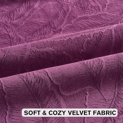 FUTEI Purple Velvet Throw Pillow Covers 18x18 Inch Set of 2,Soft Embossed Leaf-Relief Textured Cushion Cases,Natural Home Decor for Couch Living Room
