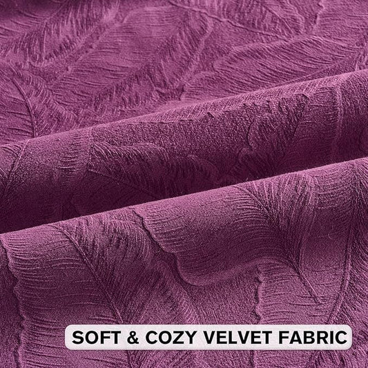 FUTEI Purple Velvet Throw Pillow Covers 24x24 Inch Set of 2,Soft Embossed Leaf-Relief Textured European Cushion Cases,Natural Home Decor for Couch Living Room