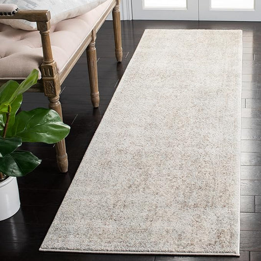 SAFAVIEH Evoke Collection Runner Rug - 2'2" x 13', Ivory & Taupe, Distressed Design, Non-Shedding & Easy to Clean, Ideal for Foyer, Bedroom, Kitchen, Hallway (EVK256E)