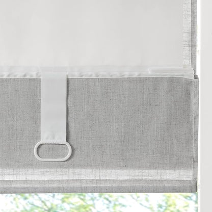 Madison Park Kyler Cordless Roman Shades - Single Panel, Lightweight Linen Blend Fabric, Natural Design, Easy Installation, Light Filtering Window Blind, Bedroom, Living Room Decor 31" W x 64" H Grey