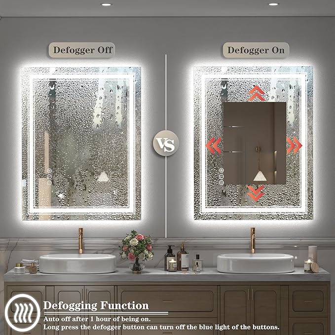 28x32 LED Bathroom Mirror, Lighted Mirror for Bathroom Wall, Backlit and Front lit, Dimmable, Anti-Fog, Shatterpoof, Memory (Horizontal/Vertical)