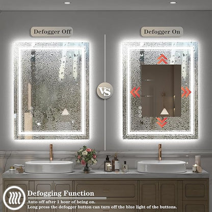 24x36 LED Bathroom Mirror with Lights, LED Dimmable Vanity Mirror for Wall, Backlit and Front Lighted Mirror, Anti-Fog, Shatterproof (Horizontal/Vertical)