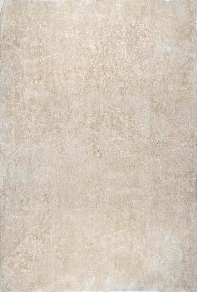 nuLOOM 3' x 5' Cozy Plush SuperiorWash Area Rug, Machine Washable, Non-Slip, Soft Fluffy Shag Carpet for Living Room Bedroom Kids Room Nursery Home Decor, Loni Cream