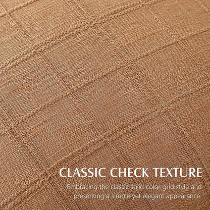 Foindtower Set of 2 Decorative Linen Check Throw Pillow Covers Neutral Farmhouse Vintage Cushion Covers Modern Boho Home Decor for Sofa Chair Couch Bedroom Living Room,22×22 Inch,Brick