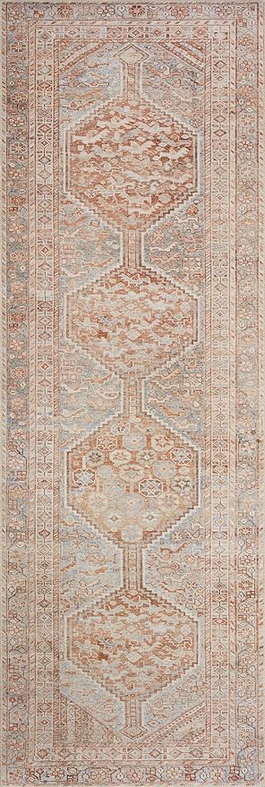 Loloi Chris Loves Julia Jules Collection JUL-04 Tangerine/Mist 2'-6'' x 7'-6'', .13" Pile Height, Runner Rug