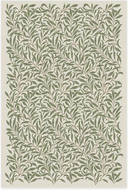RUGGABLE x Morris & Co Washable Area Rug– Pure Willow Boughs Green 6x9, Stain-Resistant, Non-Slip – Medium Machine Washable Rugs for Living Room, Bedroom, Hallway, Entryway & Office–with Standard Pad