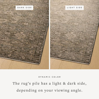 Loloi Magnolia Home by Joanna Gaines Junie Collection JUE-06 Lagoon/Natural 9'-6" x 9'-6", .38" Pile Height, Round Area Rug
