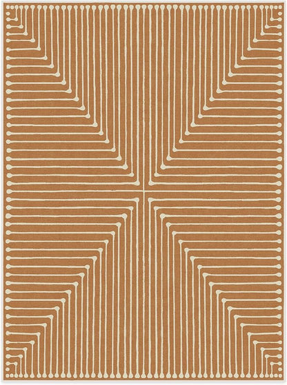 RUGGABLE x Jonathan Adler Machine Washable Modern Area Rug – Inkdrop Copper 9x12, Stain-Resistant, Non-Slip – Large Rugs for Living Room, Bedroom, Hallway, Entryway & Office–with Cushioned Pad