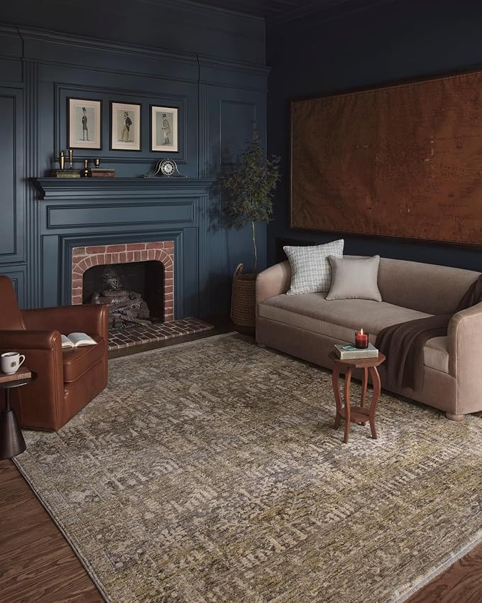 Loloi Magnolia Home by Joanna Gaines Junie Collection JUE-02 Moss/Natural 5'-3" x 5'-3", .38" Pile Height, Round Area Rug