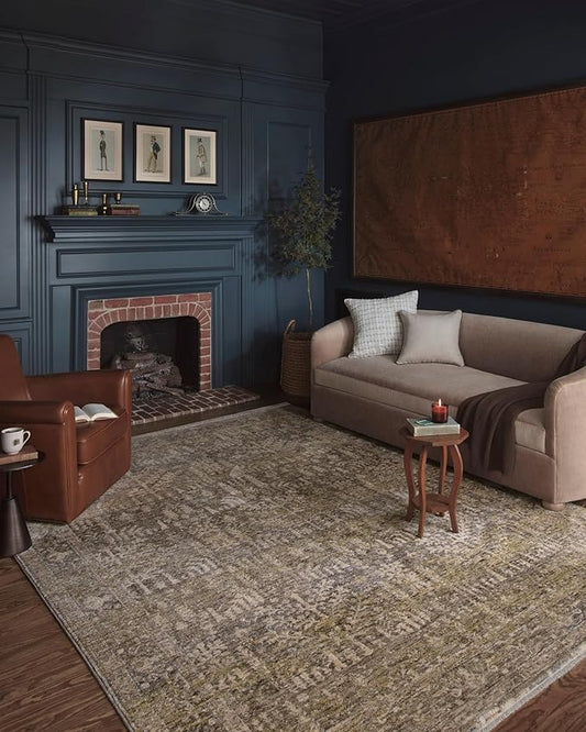 Loloi Magnolia Home by Joanna Gaines Junie Collection JUE-02 Moss/Natural 9'-6" x 9'-6", .38" Pile Height, Round Area Rug