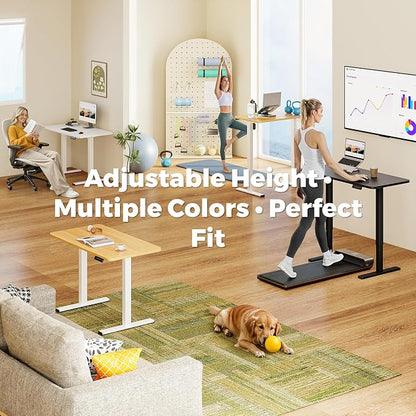 One-Piece Standing Desk 47 x 24 Inches, Small Adjustable Height Desk， Electric Sit Stand Desks Home Office Computer Workstation, Black