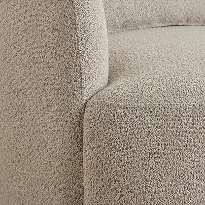 KINWELL 34" Wide Sherpa Swivel Barrel Chair, No Assembly Round Boucle Upholstered Accent Chair Armchair Single Sofa Chair with Toss Pillow for Living Room and Bedroom, Taupe