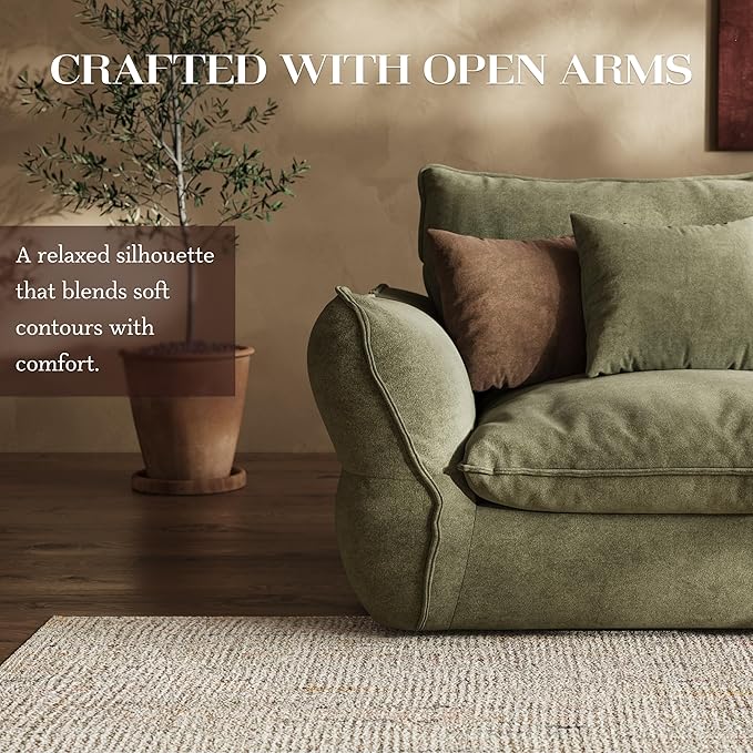106'' Down Blend L-Shaped Sectional Sofa, Deep Seat Feather-Filled Cushions, Oversized Cloud Couch with Sink-in Comfort, Modern Living Room Sofa – Sage Mist