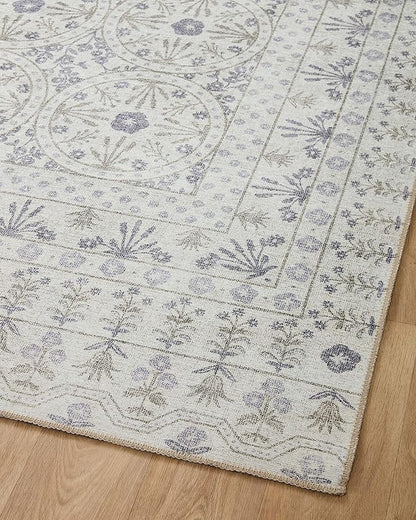 Loloi Rifle Paper Co. Maison Collection MAO-03 Rosette Ivory 5'-0" x 5'-0", .19" Pile Height, Round Area Rug
