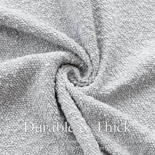 Foindtower Pack of 2 Textured Boucle Throw Pillow Covers Accent Solid Decorative Pillow Cases Cozy Woven Couch Cushion Case for Chair Sofa Bedroom Living Room Home Decor, 18 x 18 Inch,Light Grey