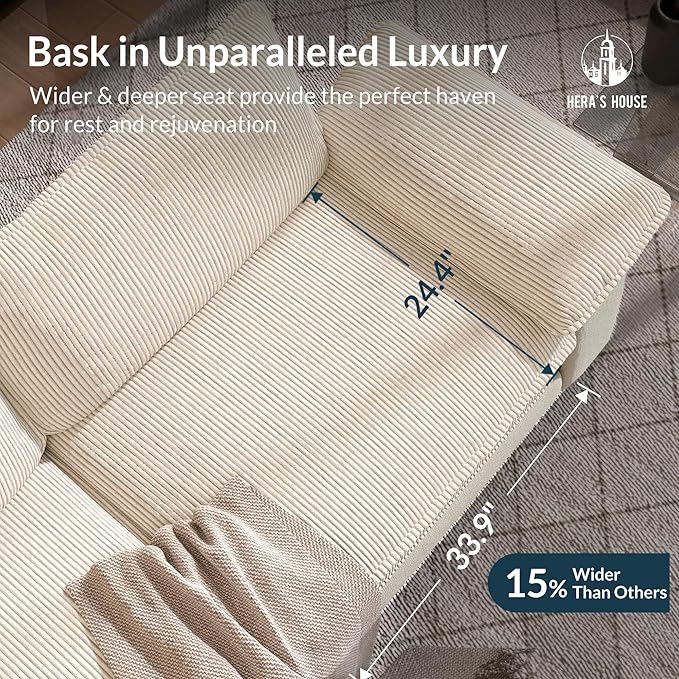 HERA'S HOUSE Oversized Modular Sectional Sofa, 54" Armchair Cloud Couch Mixed Fabric Sleek Couches for Living Room, Beige