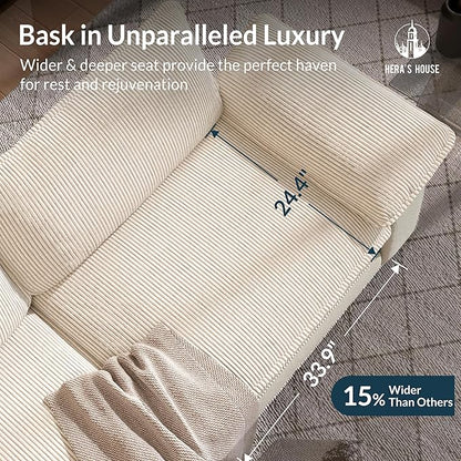 HERA'S HOUSE Oversized Modular Sectional Sofa, 158" L Shaped Cloud Couch with Ottoman and Throw Pillow, Mixed Fabric Sleek Couches for Living Room, Beige