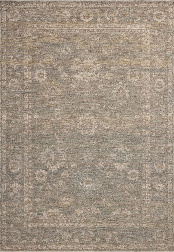 Loloi Chris Loves Julia Louisa Collection LOI-04 Lagoon/Ivory 9'-6" x 9'-6", .38" Pile Height, Round Area Rug