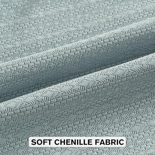 FUTEI Dusty Blue Chenille Throw Pillow Covers 20x20 Inch Set of 2,Soft Striped & Diamond Textured Cushion Cases,Modern Home Decor for Couch Living Room