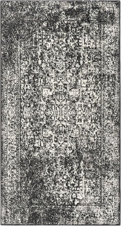 SAFAVIEH Evoke Collection Accent Rug - 2' x 3', Black & Grey, Distressed Design, Non-Shedding & Easy to Clean, Ideal for Front Door, Kitchen, Entryway, Accent Space (EVK256R)