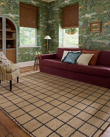 Loloi Chris Loves Julia Fletcher Collection FLE-01 Natural/Black 3'-6" x 5'-6", .37" Pile Height, Accent Rug