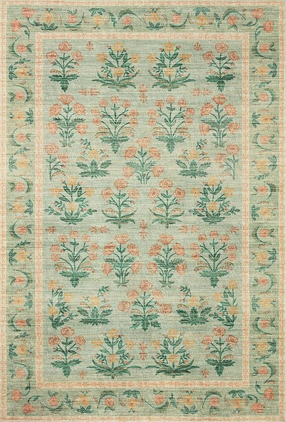 Loloi Rifle Paper Co. Eden Collection EDE-01 Mughal Rose Moss 3'-6" x 5'-6" Accent Rug feat. CloudPile™