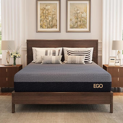 MLILY EGOHOME 10 Inch Twin Mattress, Copper Gel Cooling Memory Foam Mattress for Back Pain Relief,Therapeutic Single Mattress Bed in a Box, Made in USA, CertiPUR-US Certified, 38x75x10 Black