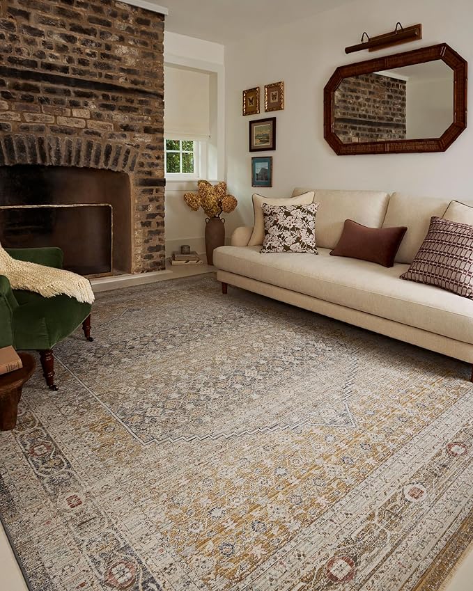 Loloi Chris Loves Julia Ida Collection IDA-02 Stone/Gold 2'-7" x 8'-0", .19" Pile Height, Runner Rug