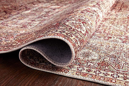 Loloi Layla Collection LAY-11 Cinnamon/Sage 5'-0" x 7'-6" .13" Thick Area Rug, Soft, Durable, Vintage Inspired, Distressed, Low Pile, Non-Shedding, Easy Clean, Printed, Living Room Rug