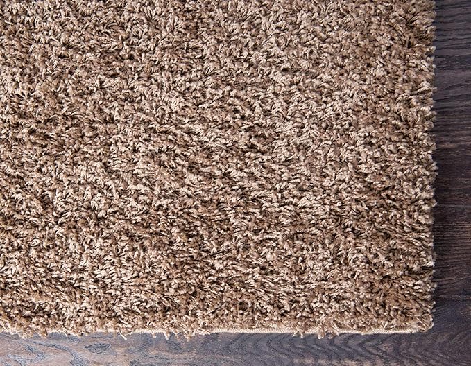 Unique Loom Solid Shag Collection Area Rug (5' 1" x 8' Rectangle, Sandy Brown)