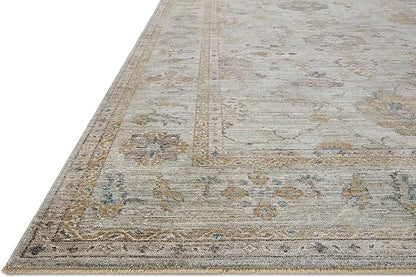 Loloi Magnolia Home by Joanna Gaines Millie Collection MIE-02 Sky/Gold 5'-3" x 5'-3", .25" Pile Height, Round Area Rug