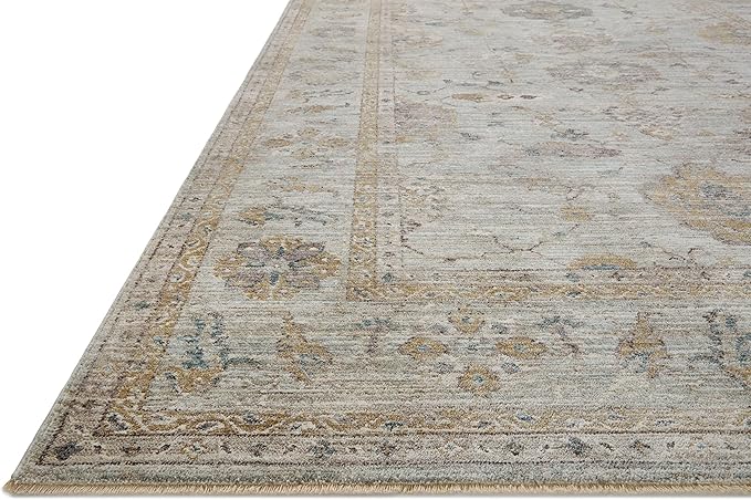 Loloi Magnolia Home by Joanna Gaines Millie Collection MIE-02 Sky/Gold 11'-6" x 15'-7", .25" Pile Height, Area Rug
