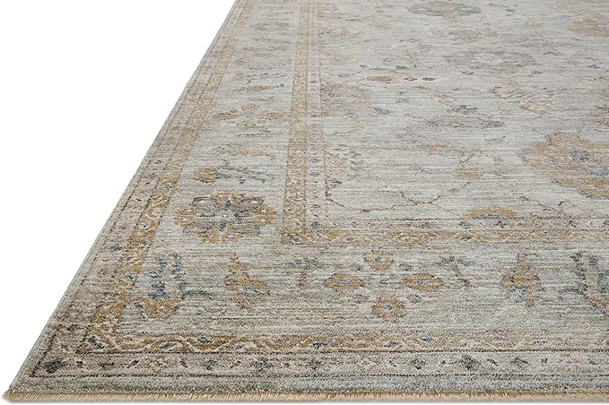 Loloi Magnolia Home by Joanna Gaines Millie Collection MIE-02 Sky/Gold 2'-7" x 8'-0", .25" Pile Height, Runner Rug